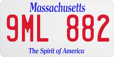 MA license plate 9ML882
