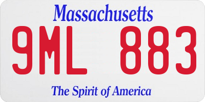 MA license plate 9ML883