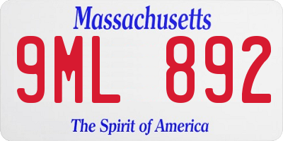 MA license plate 9ML892