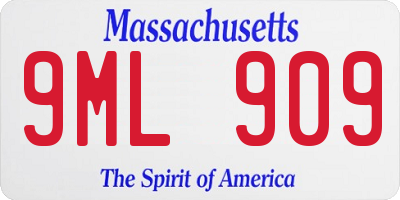 MA license plate 9ML909