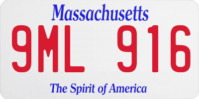 MA license plate 9ML916