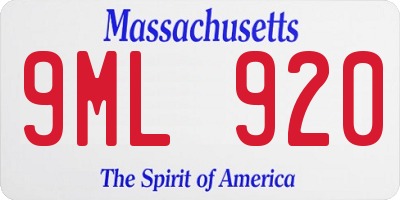 MA license plate 9ML920