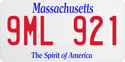 MA license plate 9ML921
