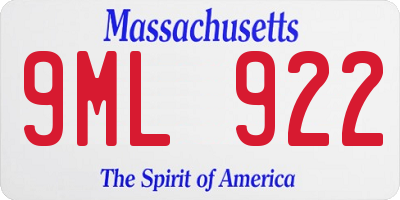MA license plate 9ML922