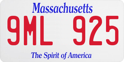 MA license plate 9ML925