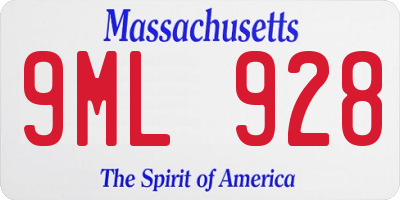 MA license plate 9ML928