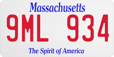 MA license plate 9ML934
