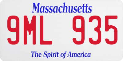 MA license plate 9ML935