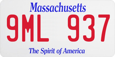 MA license plate 9ML937