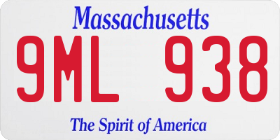 MA license plate 9ML938