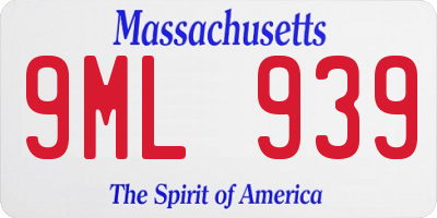 MA license plate 9ML939