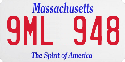 MA license plate 9ML948