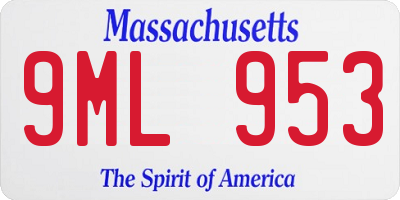 MA license plate 9ML953