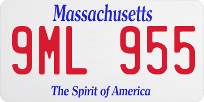 MA license plate 9ML955