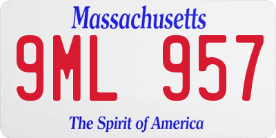 MA license plate 9ML957