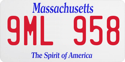 MA license plate 9ML958