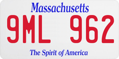 MA license plate 9ML962