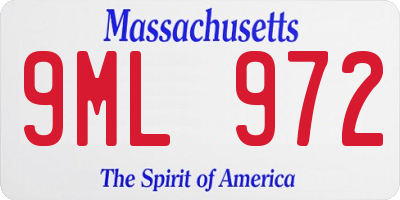 MA license plate 9ML972