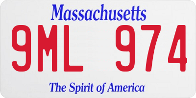 MA license plate 9ML974