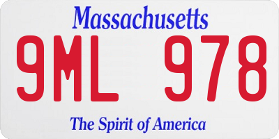 MA license plate 9ML978