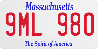 MA license plate 9ML980