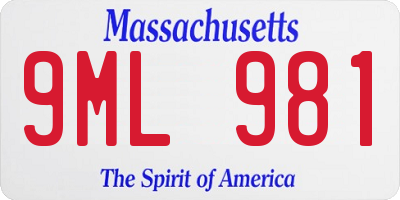 MA license plate 9ML981