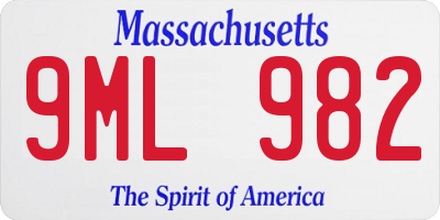 MA license plate 9ML982