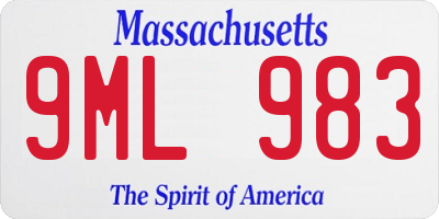 MA license plate 9ML983