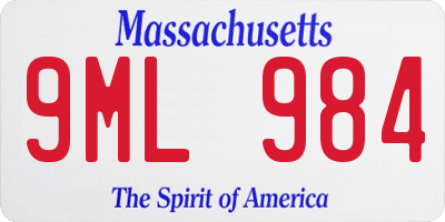 MA license plate 9ML984