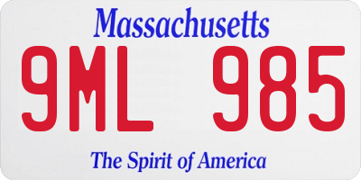MA license plate 9ML985