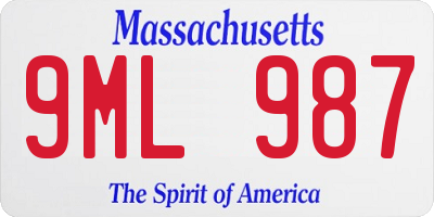 MA license plate 9ML987