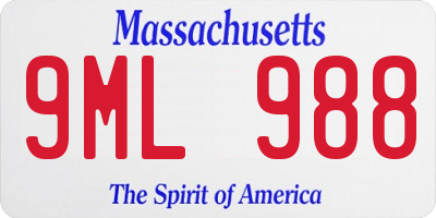 MA license plate 9ML988