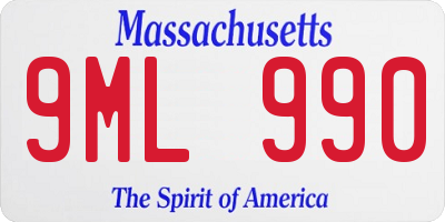 MA license plate 9ML990