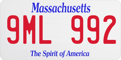 MA license plate 9ML992
