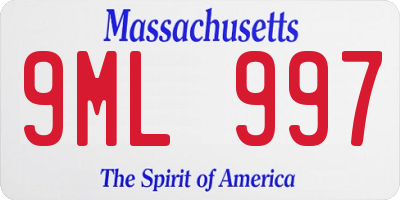 MA license plate 9ML997