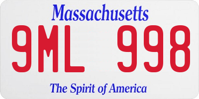 MA license plate 9ML998