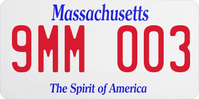 MA license plate 9MM003
