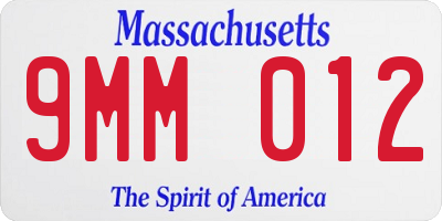 MA license plate 9MM012