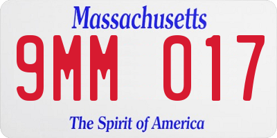 MA license plate 9MM017