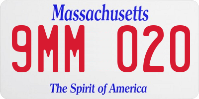 MA license plate 9MM020