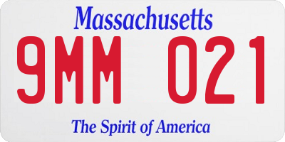MA license plate 9MM021