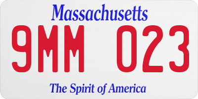 MA license plate 9MM023