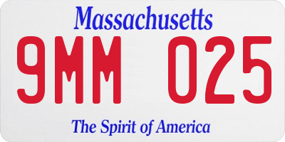 MA license plate 9MM025