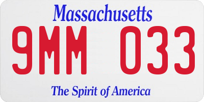 MA license plate 9MM033
