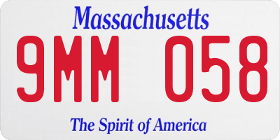 MA license plate 9MM058
