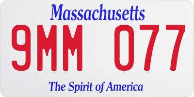 MA license plate 9MM077