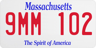 MA license plate 9MM102