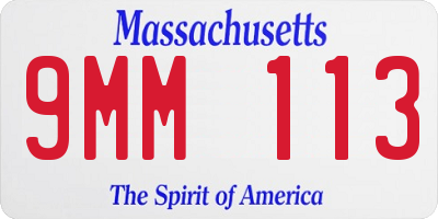 MA license plate 9MM113