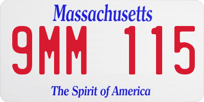 MA license plate 9MM115