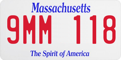 MA license plate 9MM118